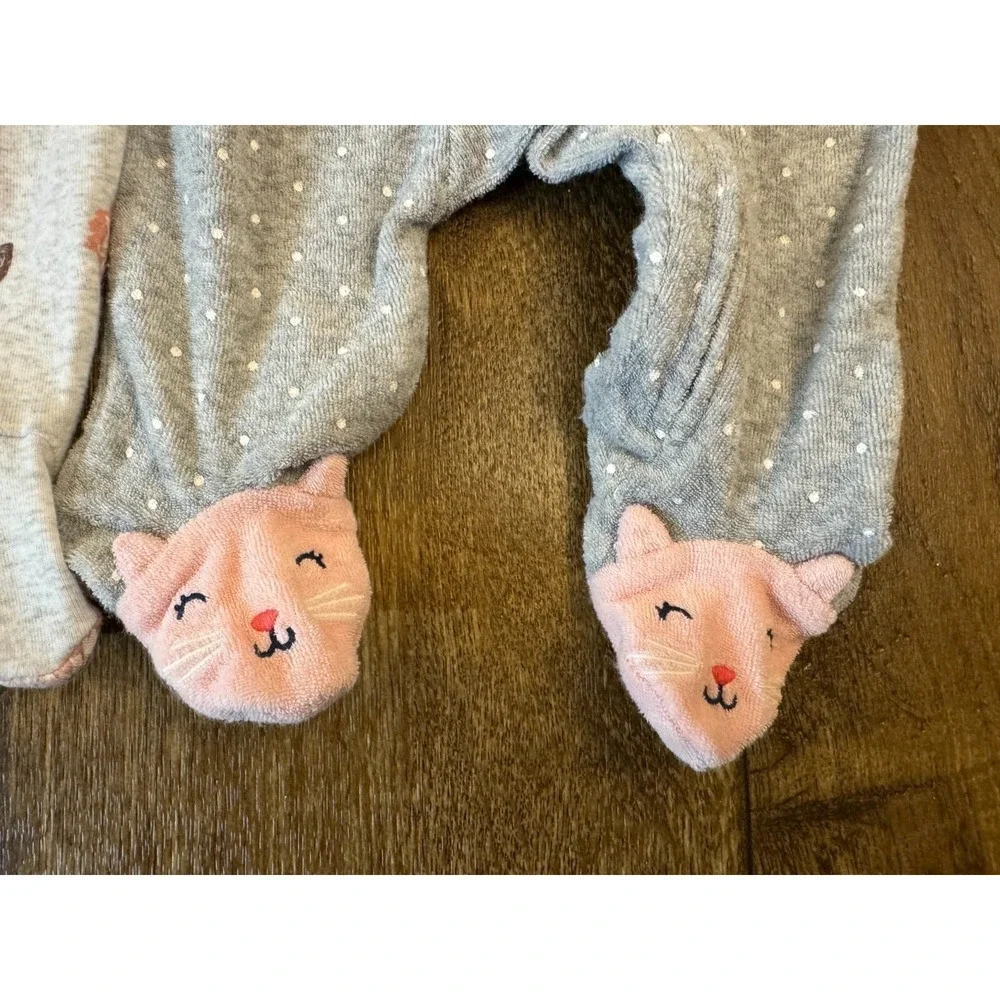 Carters Sleepers Girl 3 Months Lot Rompers Outfits Sleep N Plays Bundle Cat